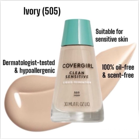 CoverGirl Liquid Foundation 505 Ivory Clean Sensitive Skin Makeup - Picture 2 of 8